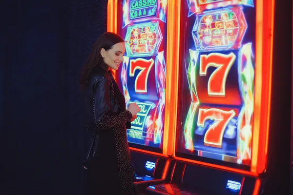 A woman in a luxurious green gown next to an ornate roulette wheel, capturing the upscale casino mood of LINEBEF.
