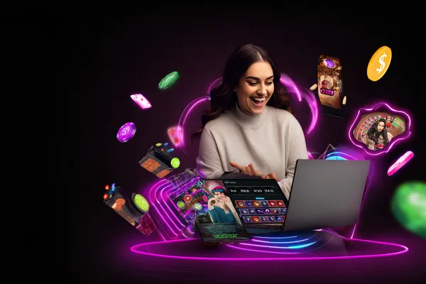 A person using their device against a moody casino-themed background, illustrating the smooth re-entry process at LINEBEF.